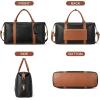 imageBOSTANTEN Weekender Bags for Women Leather Duffle Bag for Travel Overnight Duffel Carry on Large Tote with Trolley Sleeve and Luggage TagBlack