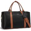 imageBOSTANTEN Weekender Bags for Women Leather Duffle Bag for Travel Overnight Duffel Carry on Large Tote with Trolley Sleeve and Luggage TagBlack