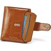 imageBOSTANTEN Women Leather Wallet RFID Blocking Small Bifold Zipper Pocket Wallet Card Case Purse with ID Window1abbrown