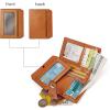 imageBOSTANTEN Women Leather Wallet RFID Blocking Small Bifold Zipper Pocket Wallet Card Case Purse with ID Window1abbrown