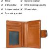imageBOSTANTEN Women Leather Wallet RFID Blocking Small Bifold Zipper Pocket Wallet Card Case Purse with ID Window1abbrown