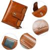 imageBOSTANTEN Women Leather Wallet RFID Blocking Small Bifold Zipper Pocket Wallet Card Case Purse with ID Window1abbrown