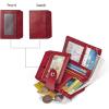 imageBOSTANTEN Women Leather Wallet RFID Blocking Small Bifold Zipper Pocket Wallet Card Case Purse with ID Window1awine red