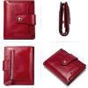 imageBOSTANTEN Women Leather Wallet RFID Blocking Small Bifold Zipper Pocket Wallet Card Case Purse with ID Window1awine red