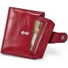 imageBOSTANTEN Women Leather Wallet RFID Blocking Small Bifold Zipper Pocket Wallet Card Case Purse with ID Window1awine red
