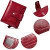 imageBOSTANTEN Women Leather Wallet RFID Blocking Small Bifold Zipper Pocket Wallet Card Case Purse with ID Window1awine red