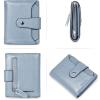 imageBOSTANTEN Women Leather Wallet RFID Blocking Small Bifold Zipper Pocket Wallet Card Case Purse with ID Window1blue