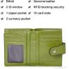 imageBOSTANTEN Women Leather Wallet RFID Blocking Small Bifold Zipper Pocket Wallet Card Case Purse with ID Window1green