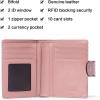 imageBOSTANTEN Women Leather Wallet RFID Blocking Small Bifold Zipper Pocket Wallet Card Case Purse with ID Window1pink