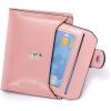 imageBOSTANTEN Women Leather Wallet RFID Blocking Small Bifold Zipper Pocket Wallet Card Case Purse with ID Window1pink