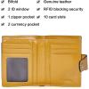 imageBOSTANTEN Women Leather Wallet RFID Blocking Small Bifold Zipper Pocket Wallet Card Case Purse with ID Window1yellow