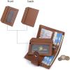 imageBOSTANTEN Women Leather Wallet RFID Blocking Small Bifold Zipper Pocket Wallet Card Case Purse with ID Window2brown pebble