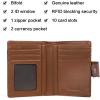 imageBOSTANTEN Women Leather Wallet RFID Blocking Small Bifold Zipper Pocket Wallet Card Case Purse with ID Window2brown pebble