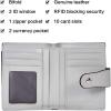 imageBOSTANTEN Women Leather Wallet RFID Blocking Small Bifold Zipper Pocket Wallet Card Case Purse with ID Window2grey