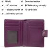 imageBOSTANTEN Women Leather Wallet RFID Blocking Small Bifold Zipper Pocket Wallet Card Case Purse with ID Window2purple pebble