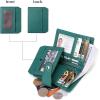 imageBOSTANTEN Women Leather Wallet RFID Blocking Small Bifold Zipper Pocket Wallet Card Case Purse with ID Window3Peacock Blue