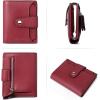 imageBOSTANTEN Women Leather Wallet RFID Blocking Small Bifold Zipper Pocket Wallet Card Case Purse with ID Window3Wine Red