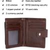 imageBOSTANTEN Women Leather Wallet RFID Blocking Small Bifold Zipper Pocket Wallet Card Case Purse with ID Window3coffee