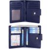 imageBOSTANTEN Women Leather Wallet RFID Blocking Small Bifold Zipper Pocket Wallet Card Case Purse with ID Window3navy blue