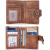 imageBOSTANTEN Women Leather Wallet RFID Blocking Small Bifold Zipper Pocket Wallet Card Case Purse with ID Window6BrownRG
