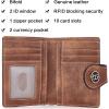 imageBOSTANTEN Women Leather Wallet RFID Blocking Small Bifold Zipper Pocket Wallet Card Case Purse with ID Window6BrownRG