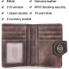 imageBOSTANTEN Women Leather Wallet RFID Blocking Small Bifold Zipper Pocket Wallet Card Case Purse with ID Window6Deep CoffeeRG