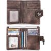 imageBOSTANTEN Women Leather Wallet RFID Blocking Small Bifold Zipper Pocket Wallet Card Case Purse with ID Window6Deep CoffeeRG