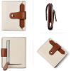 imageBOSTANTEN Women Leather Wallet RFID Blocking Small Bifold Zipper Pocket Wallet Card Case Purse with ID WindowBeige with Brown