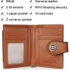 imageBOSTANTEN Women Leather Wallet RFID Blocking Small Bifold Zipper Pocket Wallet Card Case Purse with ID WindowBeigeBrownnew