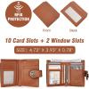 imageBOSTANTEN Women Leather Wallet RFID Blocking Small Bifold Zipper Pocket Wallet Card Case Purse with ID WindowBeigeBrownnew