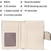 imageBOSTANTEN Women Leather Wallet RFID Blocking Small Bifold Zipper Pocket Wallet Card Case Purse with ID WindowBlackBeige