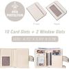 imageBOSTANTEN Women Leather Wallet RFID Blocking Small Bifold Zipper Pocket Wallet Card Case Purse with ID WindowBlackBeige