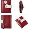 imageBOSTANTEN Women Leather Wallet RFID Blocking Small Bifold Zipper Pocket Wallet Card Case Purse with ID WindowFloral Pattern Red