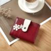imageBOSTANTEN Women Leather Wallet RFID Blocking Small Bifold Zipper Pocket Wallet Card Case Purse with ID WindowFloral Pattern Red