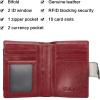 imageBOSTANTEN Women Leather Wallet RFID Blocking Small Bifold Zipper Pocket Wallet Card Case Purse with ID WindowFloral Pattern Red