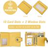 imageBOSTANTEN Women Leather Wallet RFID Blocking Small Bifold Zipper Pocket Wallet Card Case Purse with ID WindowFloral Yellow