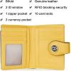 imageBOSTANTEN Women Leather Wallet RFID Blocking Small Bifold Zipper Pocket Wallet Card Case Purse with ID WindowFloral Yellow