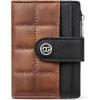 imageBOSTANTEN Small Wallet for Women Leather RFID Blocking Card Holder Bifold Compact Wallets With Zipper Coin Pocket BlackBrownBlackBrown