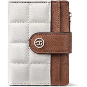 imageBOSTANTEN Small Wallet for Women Leather RFID Blocking Card Holder Bifold Compact Wallets With Zipper Coin Pocket BlackBrownBeigeBrown