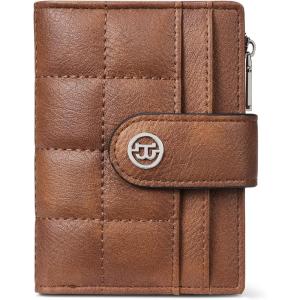 imageBOSTANTEN Small Wallet for Women Leather RFID Blocking Card Holder Bifold Compact Wallets With Zipper Coin Pocket BlackBrownBrown