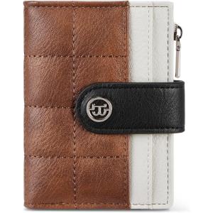 imageBOSTANTEN Small Wallet for Women Leather RFID Blocking Card Holder Bifold Compact Wallets With Zipper Coin Pocket BlackBrownBrownBeigeBlack