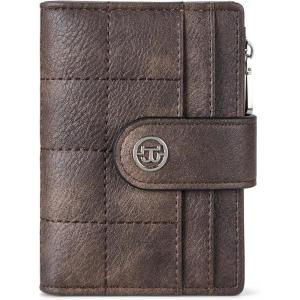 imageBOSTANTEN Small Wallet for Women Leather RFID Blocking Card Holder Bifold Compact Wallets With Zipper Coin Pocket BlackBrownCoffee