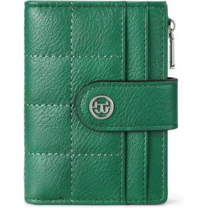 imageBOSTANTEN Small Wallet for Women Leather RFID Blocking Card Holder Bifold Compact Wallets With Zipper Coin Pocket BlackBrownGreen