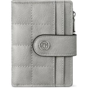 imageBOSTANTEN Small Wallet for Women Leather RFID Blocking Card Holder Bifold Compact Wallets With Zipper Coin Pocket BlackBrownGrey