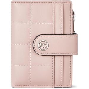 imageBOSTANTEN Small Wallet for Women Leather RFID Blocking Card Holder Bifold Compact Wallets With Zipper Coin Pocket BlackBrownPU LeahterPink