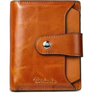 imageBOSTANTEN Women Leather Wallet RFID Blocking Small Bifold Zipper Pocket Wallet Card Case Purse with ID Window1abbrown