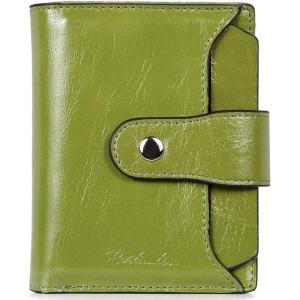 imageBOSTANTEN Women Leather Wallet RFID Blocking Small Bifold Zipper Pocket Wallet Card Case Purse with ID Window1green