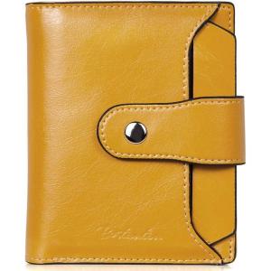 imageBOSTANTEN Women Leather Wallet RFID Blocking Small Bifold Zipper Pocket Wallet Card Case Purse with ID Window1yellow