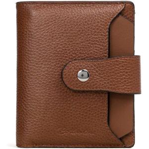 imageBOSTANTEN Women Leather Wallet RFID Blocking Small Bifold Zipper Pocket Wallet Card Case Purse with ID Window2brown pebble