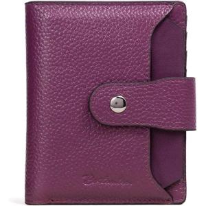 imageBOSTANTEN Women Leather Wallet RFID Blocking Small Bifold Zipper Pocket Wallet Card Case Purse with ID Window2purple pebble